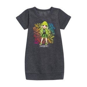 - Rainbow High - Jade Hunter Rainbow Graffiti Graphic Short Sleeve Fleece Dress - 1 of 3