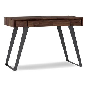 Mitchell Small Desk Distressed Charcoal Brown - WyndenHall: Home Office with Keyboard Tray, Metal Legs - 1 of 4