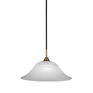 Toltec Lighting Paramount 1 - Light Pendant in  Matte Black/Brass with 20" White Alabaster Swirl Shade - 1 of 1