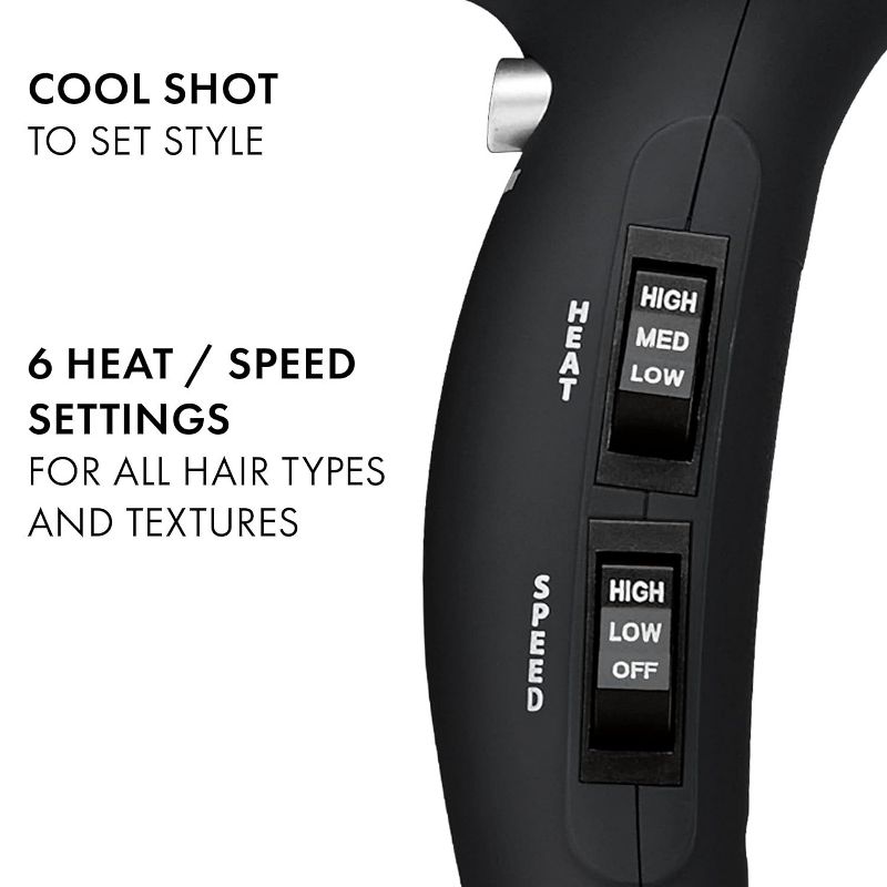 Hot Tools Pro Artist 1875W Turbo Ionic Dryer Lightweight | Smooth, Frizz Free Blowouts (Black)  Lite - Model 1023, 3 of 7