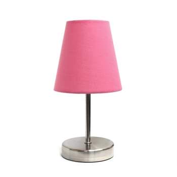 10.5" Petite Metal Stick Bedside Table Desk Lamp in Sand Nickel with Fabric Shade - Creekwood Home
