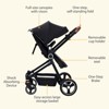 2-in-1 Baby Stroller Reversible Stroller, Bassinet with One-Hand Fold for Easy Access Stroller with Recliner and Extra Large Canopy - 3 of 4