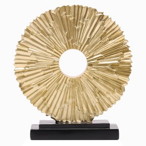 Itopfox Blue White Black Resin Round Statue 8.1 x 2.2 x 9.3 Inches Modern Abstract Tabletop Sculpture 1 Piece for Shelf Living Room - 1 of 4