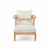 Outdoor Acacia Wood Lounge Chair with Beige Cushions,Wide Backrest and Armrests–The Pop Home - 3 of 4