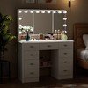 Famapy White 43.3"W 3 Mirrored Vanity Table With Lights and Storage Drawers - 4 of 4