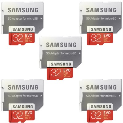 Samsung 32GB EVO Plus UHS-I microSDHC Memory Card with SD Adapter - 5 Units