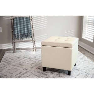 Square Button Tufted Storage Ottoman with Lift Off Lid - WOVENBYRD - 1 of 4