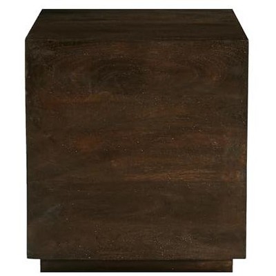 Moti Flagstaff Square Side Table in Modern Barista Brown Finish on Solid Wood