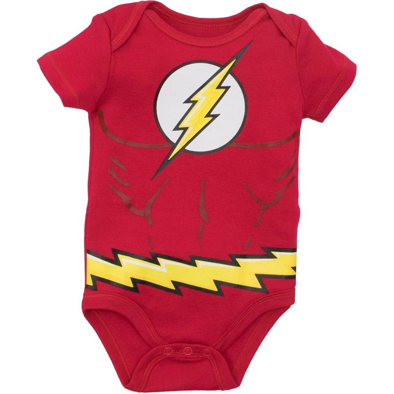 DC Comics Justice League Batman Superman The Flash Baby 5 Pack Costume Bodysuits Newborn to Infant , 3 of 10