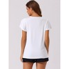 cheibear Women's Soft Knit Short Sleeve V Neck Pleated Pajama Tops - 3 of 4