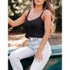 Womens Ruffle Hem Knit Camisole Tank Tops with Front Button V Neck and Cropped Design,Black - M - 4 of 4