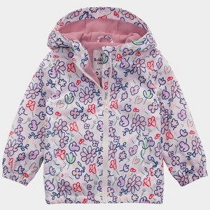 Rokka&Rolla Toddler Girls' Fleece Lined Full Zip Windbreaker Rain Jacket - 1 of 4
