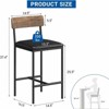 Bar Stools Set of 4, Upholstered Counter Height Stools with Backrest & Footrest, Kitchen Island & Bar - 2 of 4