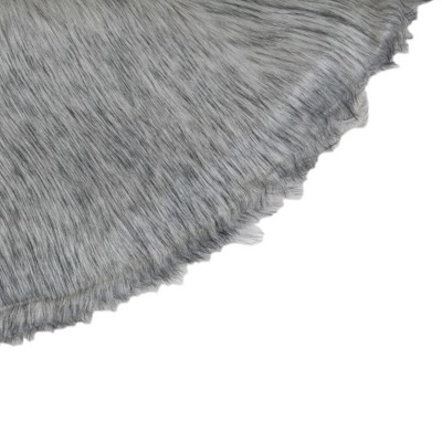 Beige and Gray Faux Fur Holiday Christmas Tree Skirt, 36" Diameter