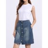 Allegra K Women's Elastic Back Short Button Down Denim Skirts with Pockets - 2 of 4