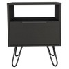Gulches Tall Nightstand with Drawer and Open Shelf Easy Assembly, Multipurpose Side/End Table, Durable Laminated Finish, Hairpin Legs - 3 of 4