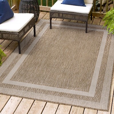Dover Classic 3-Stripe Border Indoor/Outdoor Area Rug - JONATHAN Y