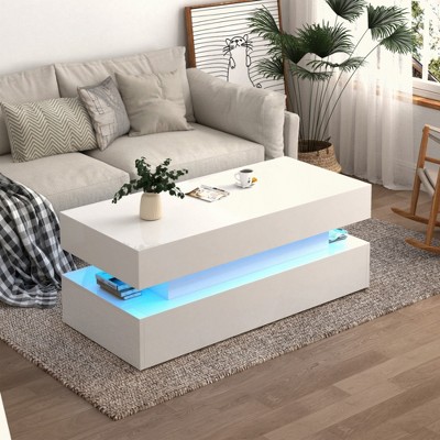 KIGFTSOD Three-Tier Foldable Coffee Table with Drawers for Living Room Home Furniture