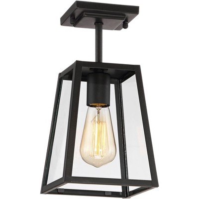 John Timberland Modern Outdoor Ceiling Light Fixture Mystic Black 6" Clear Glass Damp Rated for Exterior House Porch Patio