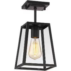 John Timberland Modern Semi Flush Mount Outdoor Ceiling Light Fixture Mystic Black 6" Clear Glass Damp Rated for Exterior House Porch Patio