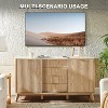 SinCiDo 60" Modern Fluted Dresser w/Sliding Doors & 4 Drawers, Faux Marble Top, Curved Profile Design for Bedroom, Living Room - 3 of 4
