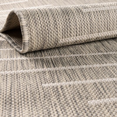 Gray Square Synthetic Outdoor Washable Area Rug