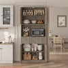 Tall Kitchen Pantry Cabinet, 70" Dining Room Pantry Storage Cabinet with Countertop, Fluted Kitchen Hutch Cabinets w/Doors and Drawer - 3 of 4