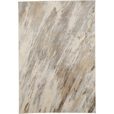 Parker Distressed Abstract Watercolor Accent Rug, Beige/Blue