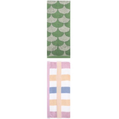 REGALWOVEN Geometric Cotton Soft Absorbent Decorative Hand Towel Set for Bathroom 13" x 29" 2 Pcs