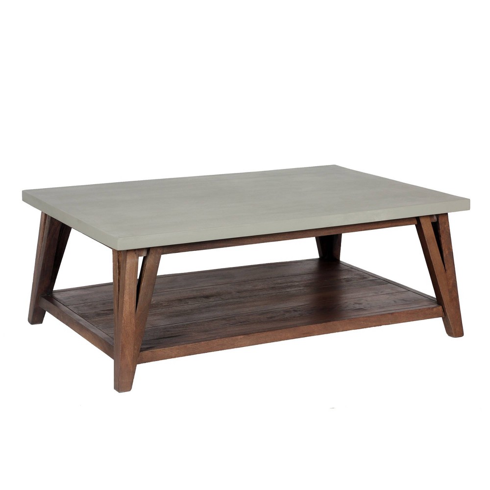Photos - Coffee Table 48" Brookside  Concrete Coated Top and Wood Light Brown/Gray 