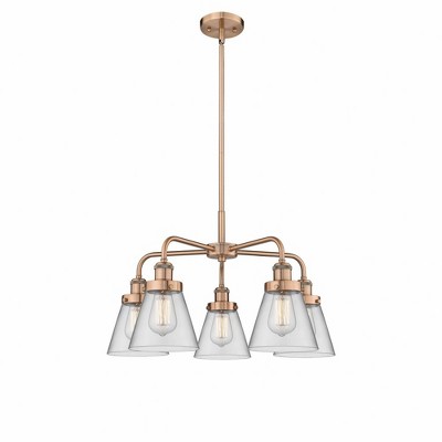 Cone - 5 Light Stem Hung Chandelier In Art Deco Style-14.75 Inches Tall and 24.25 Inches Wide