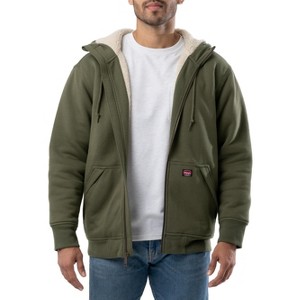 Wrangler Workwear Men's Full Zip Up Guardian Heavyweight Faux Shearling and Quilt Lined Hooded Jacket - 1 of 4