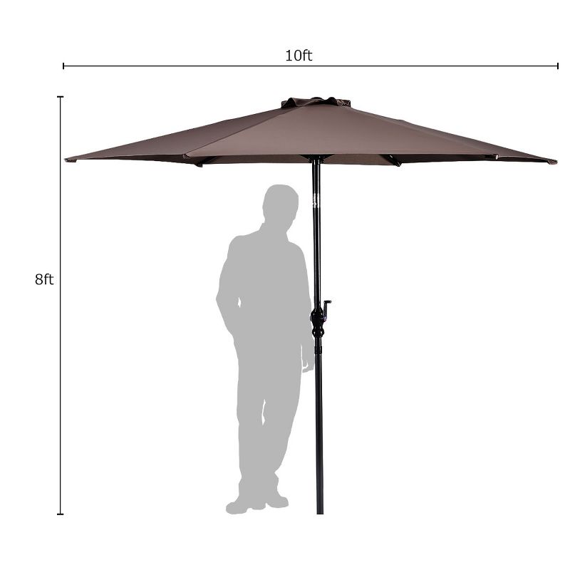 Costway 10FT Patio Umbrella 6 Ribs Market Steel Tilt W/ Crank Outdoor Garden Tan, 5 of 14