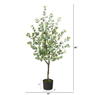 Nearly Natural 4-ft Potted Eucalyptus Artificial Tree