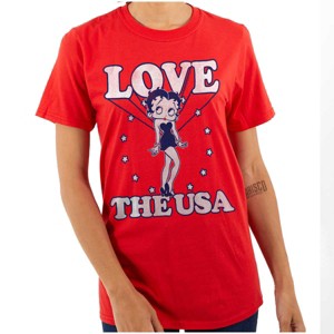 Betty Boop Cartoon Love The USA Womens Graphic T Shirt Tees Brisco Brands - 1 of 3