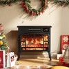 Heynemo Freestanding Electric Fireplace Heater, Portable Electric Stove with Realistic 3D Flame Effect and Infrared Heating, Classic Mantel, Black - 4 of 4
