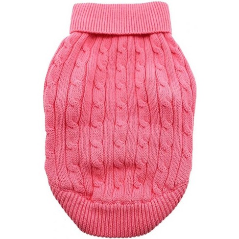 Doggie Design Dog Cable Knit 100 Cotton Sweater Candy Pink XX Small