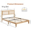 Wood Bed Frame with Lights, Natural Rattan Headboard, Solid Wood Foundation with Silent Slats, No Box Spring Needed, Easy Assembly - 3 of 4
