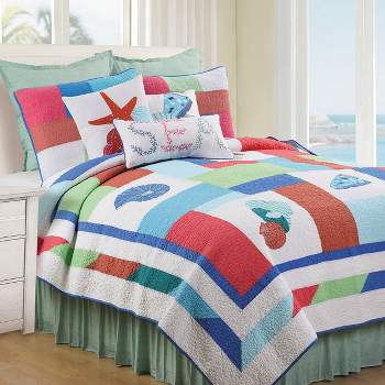 C&F Home Antigua Bay Coastal Beach Cotton Quilt Set - Reversible and Machine Washable