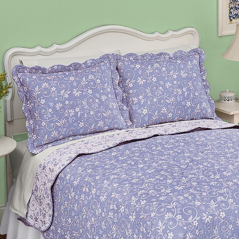 Collections Etc Reversible Floral Scroll Pillow Sham Sham Lavender, 2 of 3