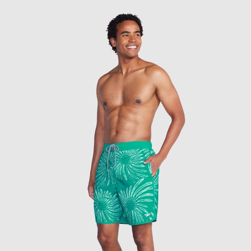 Speedo Men&#39;s 7&#34; Floral Print E-Board Shorts - Green, 3 of 4