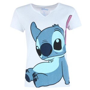 Jerry Leigh Women's Disney Stitch Short Sleeve V-Neck T-Shirt - 1 of 4