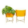 Olivia & May - 2pc Round Modern Metal Planter Pots With Gold Metal Stands - image 2 of 4