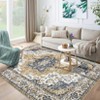 Vintage Medallion Washable Throw Rug, Non-Slip, Non-Shedding Soft Low Pile Carpet, Foldable Indoor Floor Cover for Living Room, Dining Room. - 3 of 4