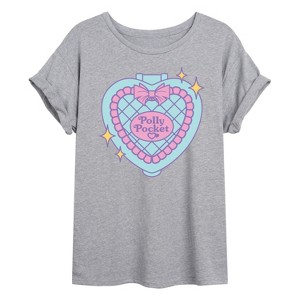 Women's - Polly Pocket - Quilted Heart Case with Logo Oversized Graphic T-Shirt - 1 of 4