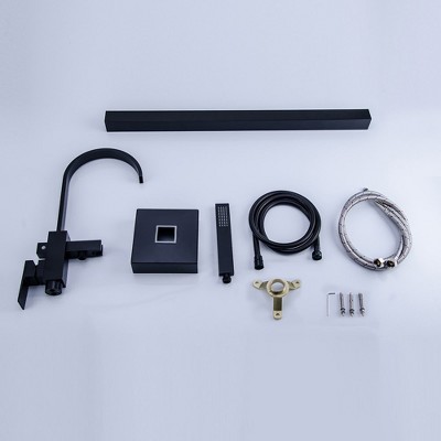 Matte Black Freestanding Tub Faucet with Hand Shower