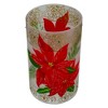 Northlight 10" Hand-Painted Red Poinsettias and Gold Flameless Glass Christmas Candle Holder - 3 of 4
