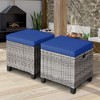Costway 2PCS Patio Rattan Cushioned Ottoman Seat  Foot Rest Table - 2 of 4