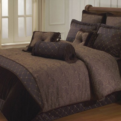 Queen 9pc Buta Comforter Set Brown - Riverbrook Home