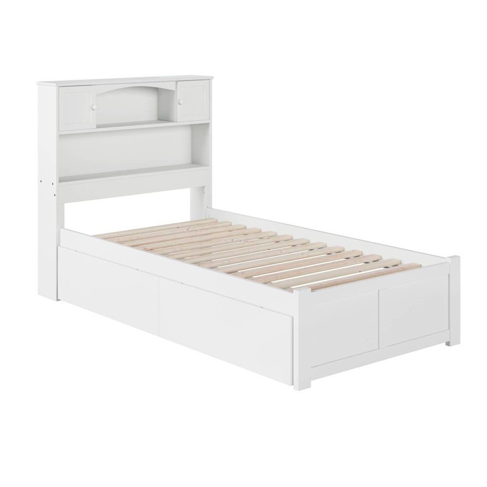 Photos - Bed Frame AFI Twin Newport Bed with 2 Urban Bed Drawers Flat Panel Footboard White  
